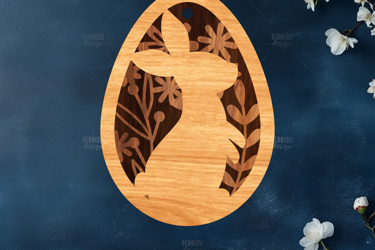 Σετ των 2 Intra απο ξύλο plywood 3mm-4mm πάχος κοπής με λέιζερ με 3D στρώματα πασχαλινών αυγών Δίασταση 15x15 cm INTRAFABR-117170528