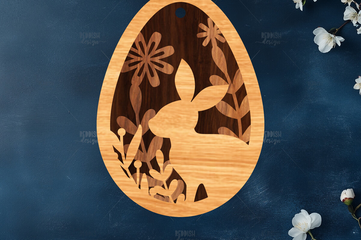 Σετ των 2 Intra απο ξύλο plywood 3mm-4mm πάχος κοπής με λέιζερ με 3D στρώματα πασχαλινών αυγών Δίασταση 15x15 cm INTRAFABR-117170572