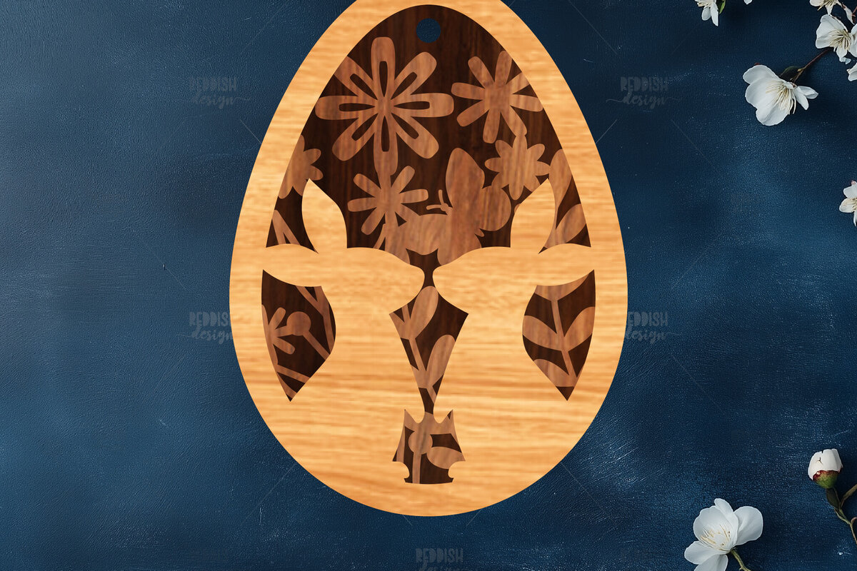 Σετ των 2 Intra απο ξύλο plywood 3mm-4mm πάχος κοπής με λέιζερ με 3D στρώσεις πασχαλινών αυγών Δίασταση 15x15 cm INTRAFABR-117170212