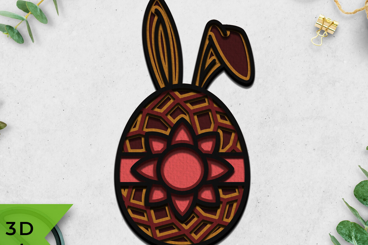 Σετ των 2 Intra απο ξύλο plywood 3mm-4mm πάχος τρισδιάστατο πασχαλινό αυγό με στρώματα Δίασταση 15x15 cm INTRAFABR-9242591