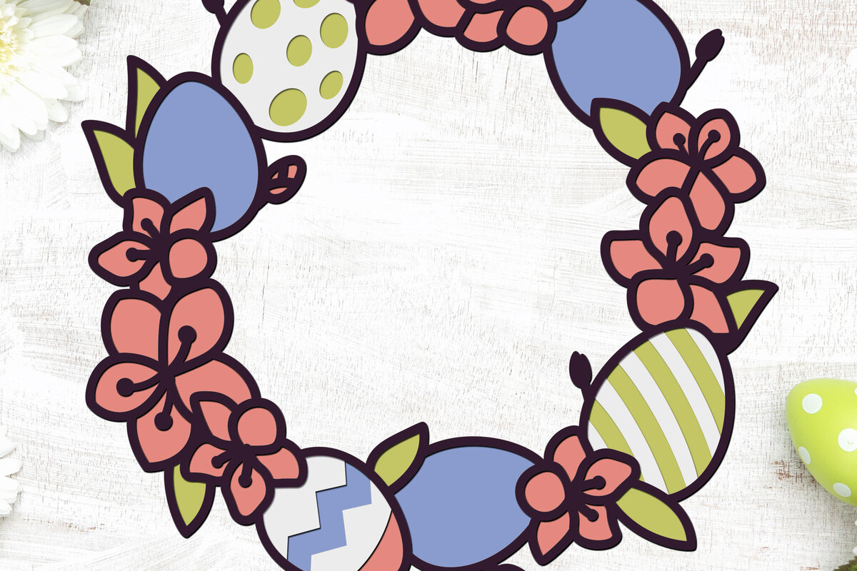 Σετ των 2 Intra απο ξύλο plywood 3mm-4mm πάχος Τρισδιάστατο πασχαλινό στεφάνι με κομμένο χαρτί Δίασταση 15x15 cm INTRAFABR-88281352