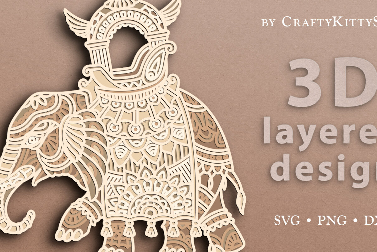 Intra απο ξύλο plywood 3mm-4mm πάχος αποκοπής 3D Layered Elephant Δίασταση 30x20 cm INTRAFABR-16878867