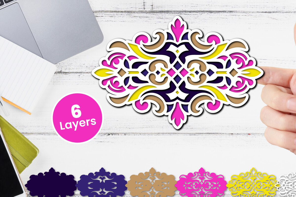 Σετ των 2 Intra απο ξύλο plywood 3mm-4mm πάχος Τρισδιάστατο floral χαρτί κοπής Δίασταση 12x12 cm INTRAFABR-118359261