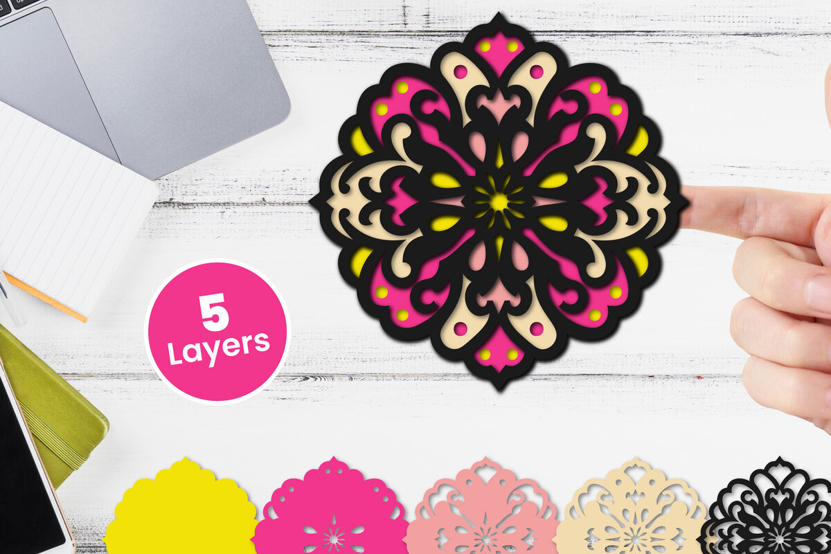 Σετ των 2 Intra απο ξύλο plywood 3mm-4mm πάχος Τρισδιάστατο floral χαρτί κοπής Δίασταση 12x12 cm INTRAFABR-118359263