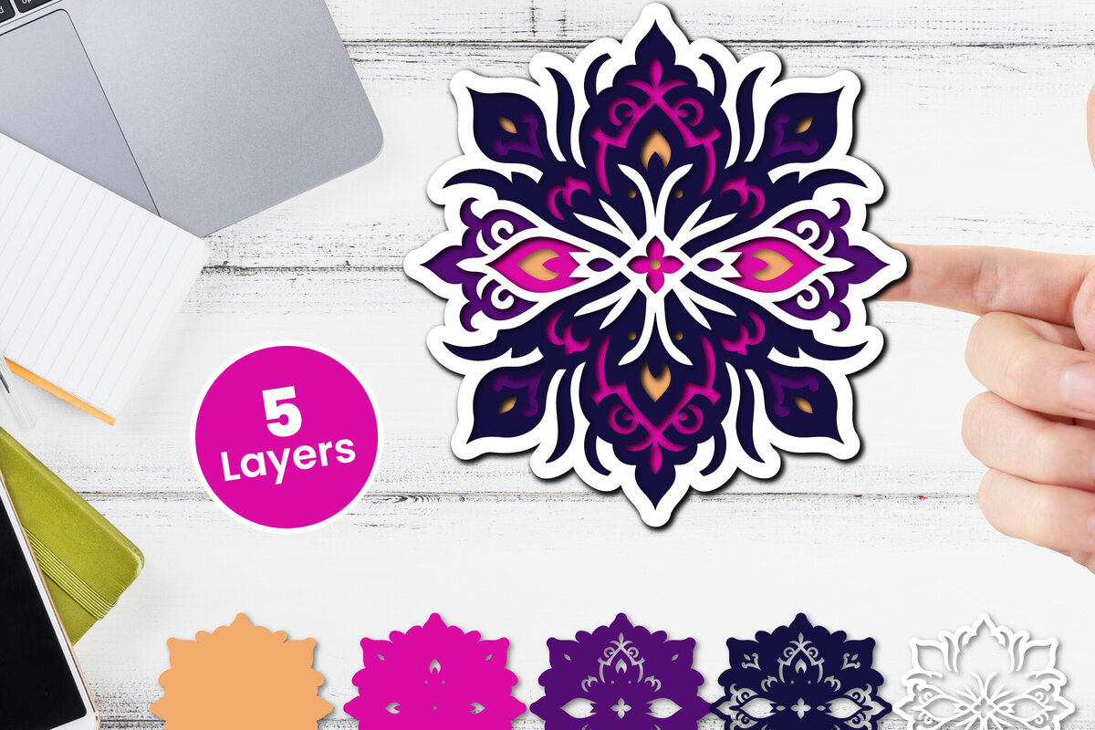 Σετ των 3 Intra απο ξύλο plywood 3mm-4mm πάχος Τρισδιάστατο floral χαρτί κοπής Δίασταση 12x12 cm INTRAFABR-118359267