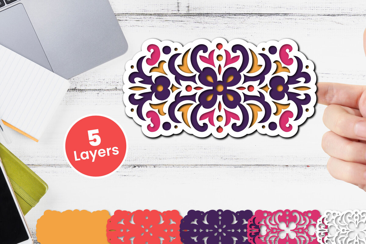 Σετ των 2 Intra απο ξύλο plywood 3mm-4mm πάχος Τρισδιάστατο floral χαρτί κοπής Δίασταση 12x12 cm INTRAFABR-118359278