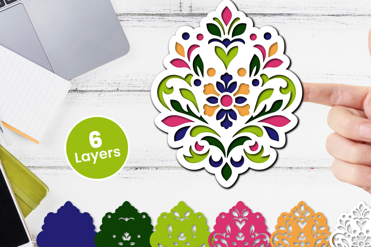 Σετ των 2 Intra απο ξύλο plywood 3mm-4mm πάχος Τρισδιάστατο floral χαρτί κοπής Δίασταση 12x12 cm INTRAFABR-118359297