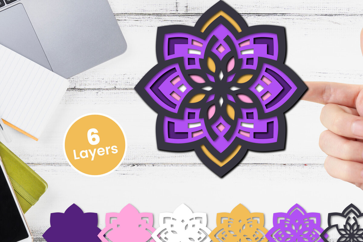 Σετ των 2 Intra απο ξύλο plywood 3mm-4mm πάχος Τρισδιάστατο floral χαρτί κοπής Δίασταση 12x12 cm INTRAFABR-118501796