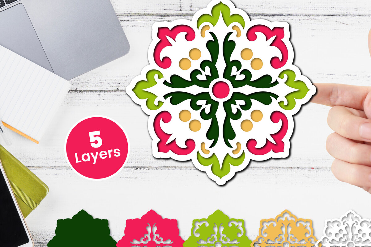 Σετ των 2 Intra απο ξύλο plywood 3mm-4mm πάχος Τρισδιάστατο floral χαρτί κοπής Δίασταση 12x12 cm INTRAFABR-118501807