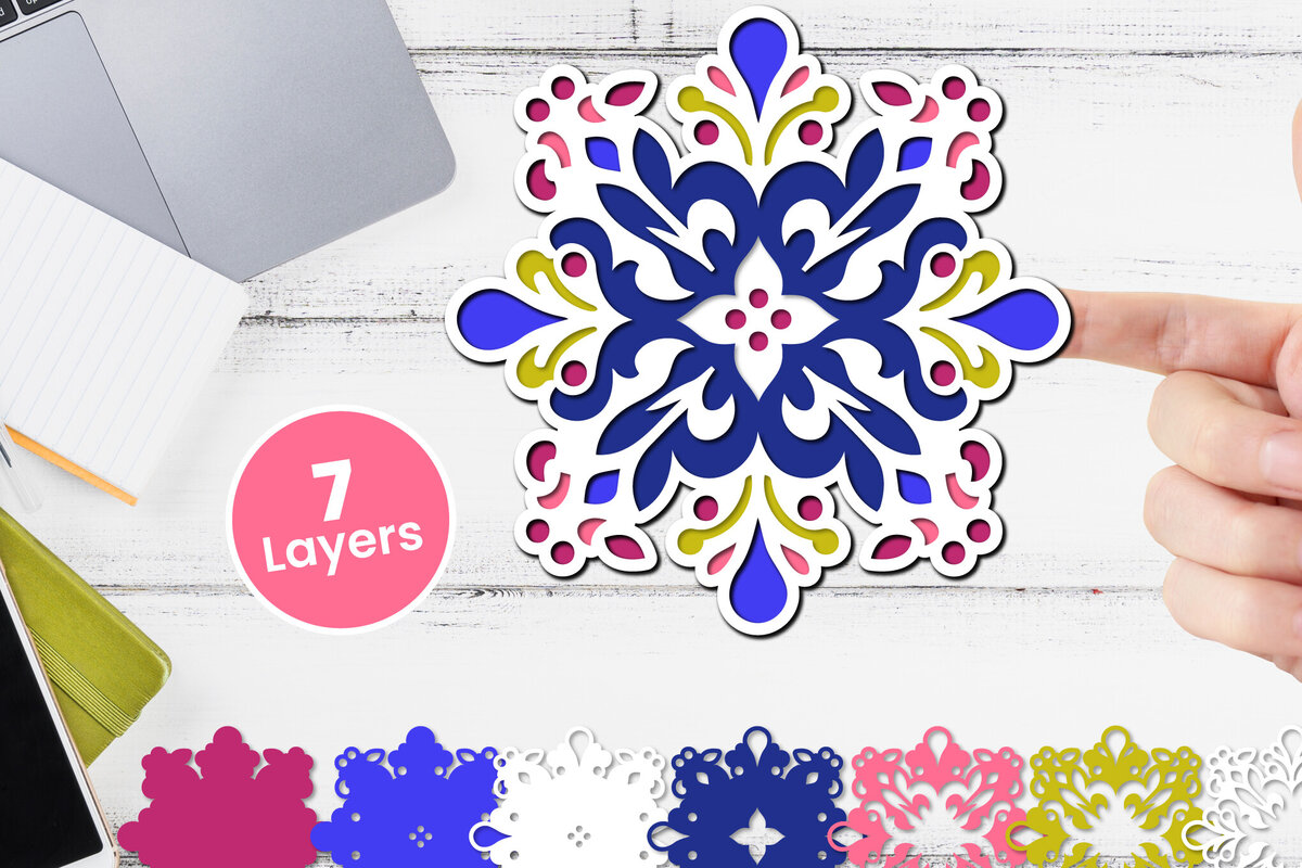 Σετ των 2 Intra απο ξύλο plywood 3mm-4mm πάχος 3D Layered Floral Paper, Δίασταση 12x12 cm INTRAFABR-117243357