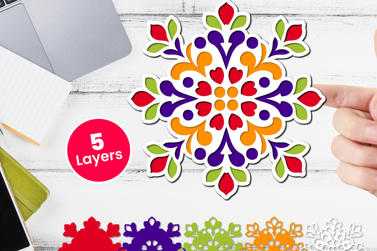 Σετ των 2 Intra απο ξύλο plywood 3mm-4mm πάχος 3D Layered Floral Paper, Δίασταση 12x12 cm INTRAFABR-117243370