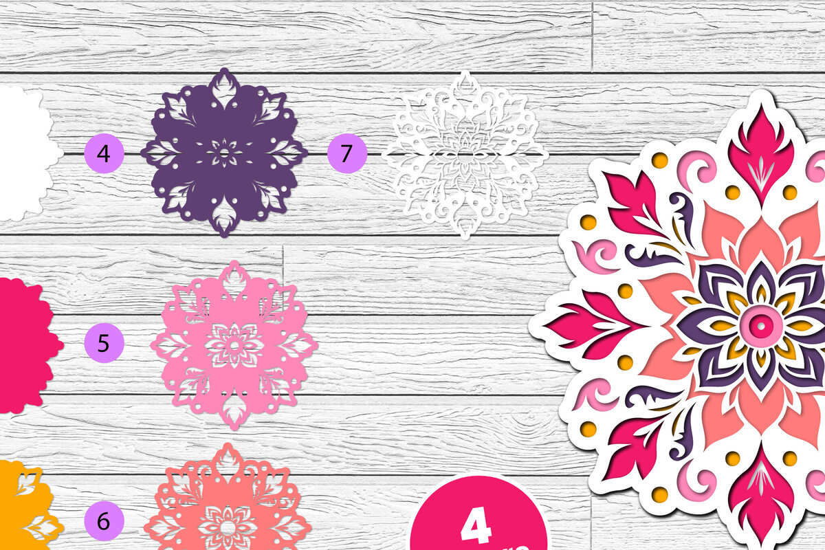 Σετ των 2 Intra απο ξύλο plywood 3mm-4mm πάχος 3D Layered Floral Papercut Flower Δίασταση 12x12 cm INTRAFABR-116511210