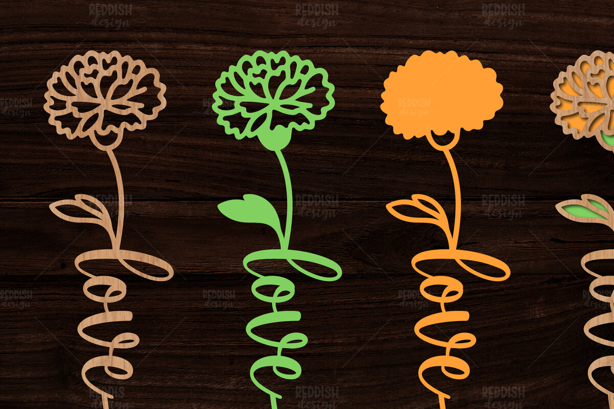 Σετ των 2 Intra απο ξύλο plywood 3mm-4mm πάχος Τρισδιάστατη λουλουδιών Δίασταση 15x15 cm INTRAFABR-113996266