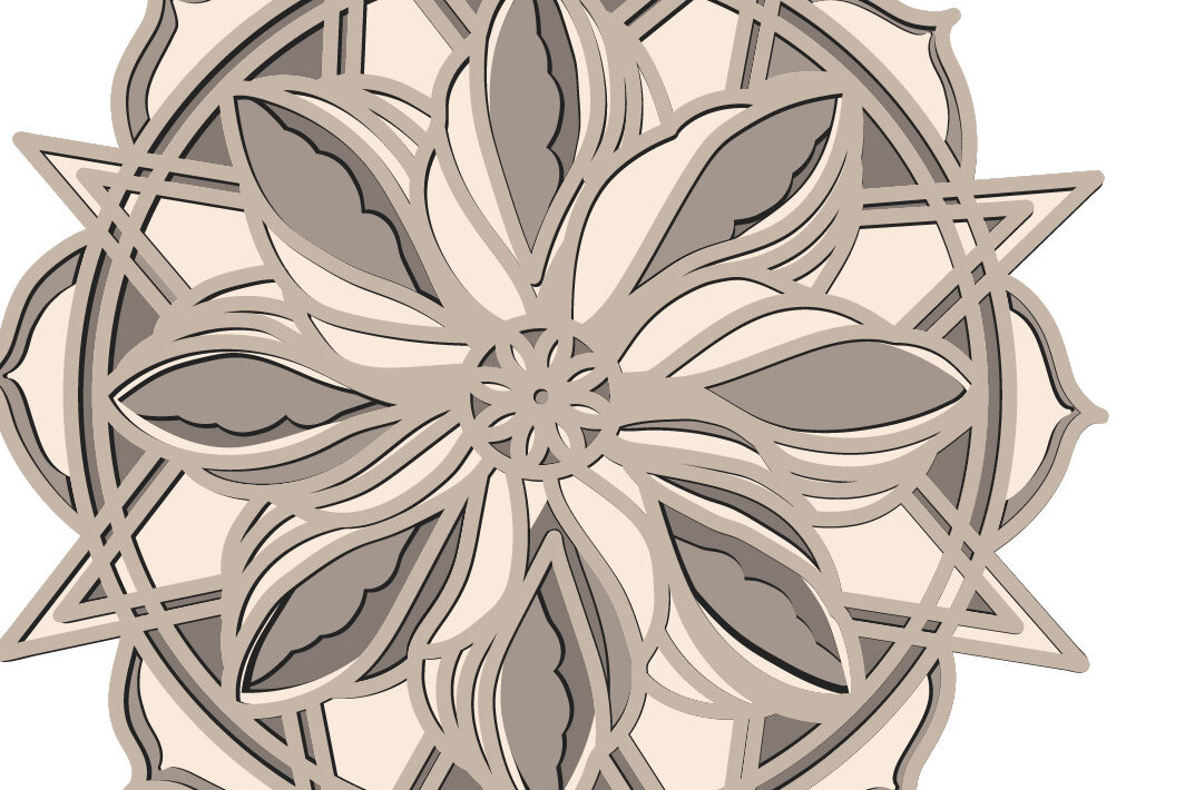 Intra απο ξύλο plywood 3mm-4mm πάχος 3d Layered Flower Mandala/Cricut Δίασταση 30x30 cm INTRAFABR-65639577