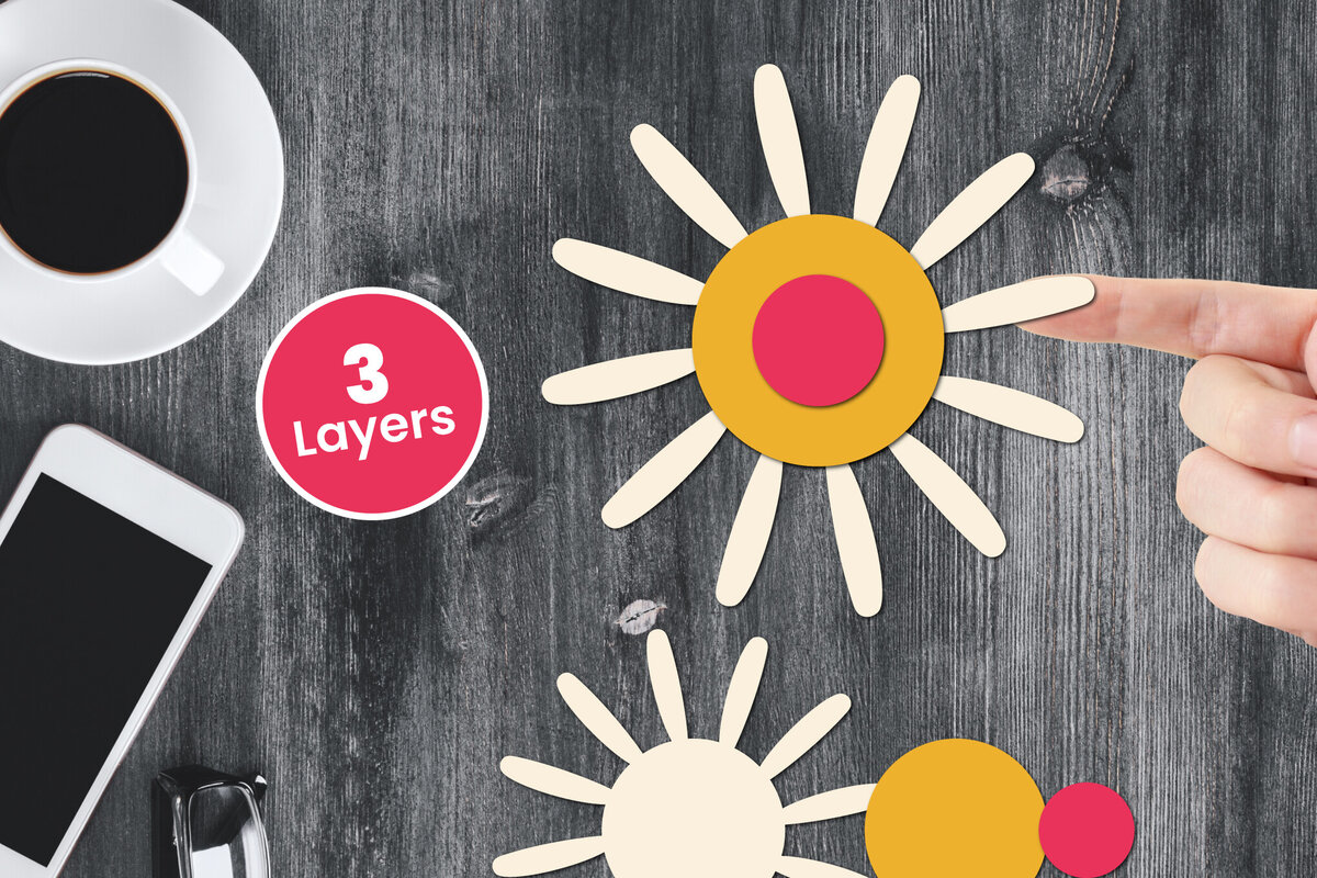 Σετ των 2 Intra απο ξύλο plywood 3mm-4mm πάχος Χαρτί λουλουδιών με 3D στρώσεις, Δίασταση 12x12 cm INTRAFABR-124567361