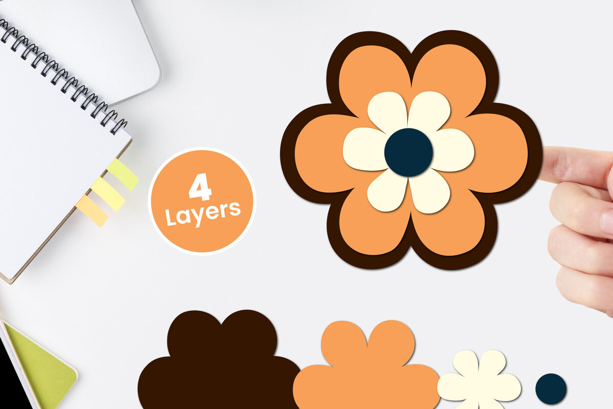 Σετ των 3 Intra απο ξύλο plywood 3mm-4mm πάχος Χαρτί λουλουδιών με 3D στρώσεις, Δίασταση 12x12 cm INTRAFABR-124567260