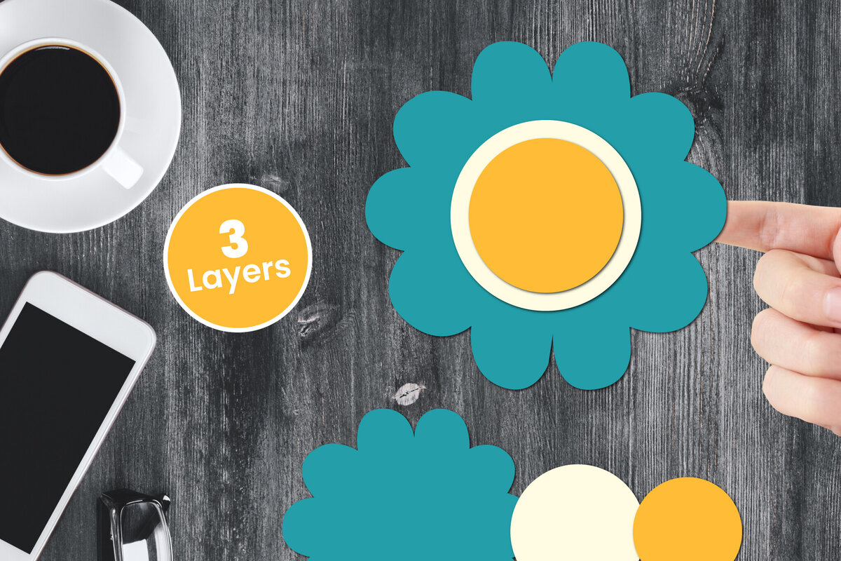 Σετ των 2 Intra απο ξύλο plywood 3mm-4mm πάχος Χαρτί λουλουδιών με 3D στρώσεις, Δίασταση 12x12 cm INTRAFABR-124567286