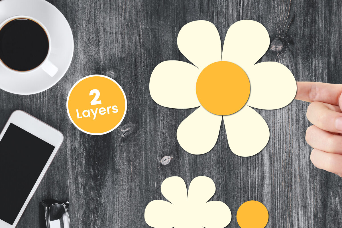 Σετ των 2 Intra απο ξύλο plywood 3mm-4mm πάχος Χαρτί λουλουδιών με 3D στρώσεις, Δίασταση 12x12 cm INTRAFABR-124567300