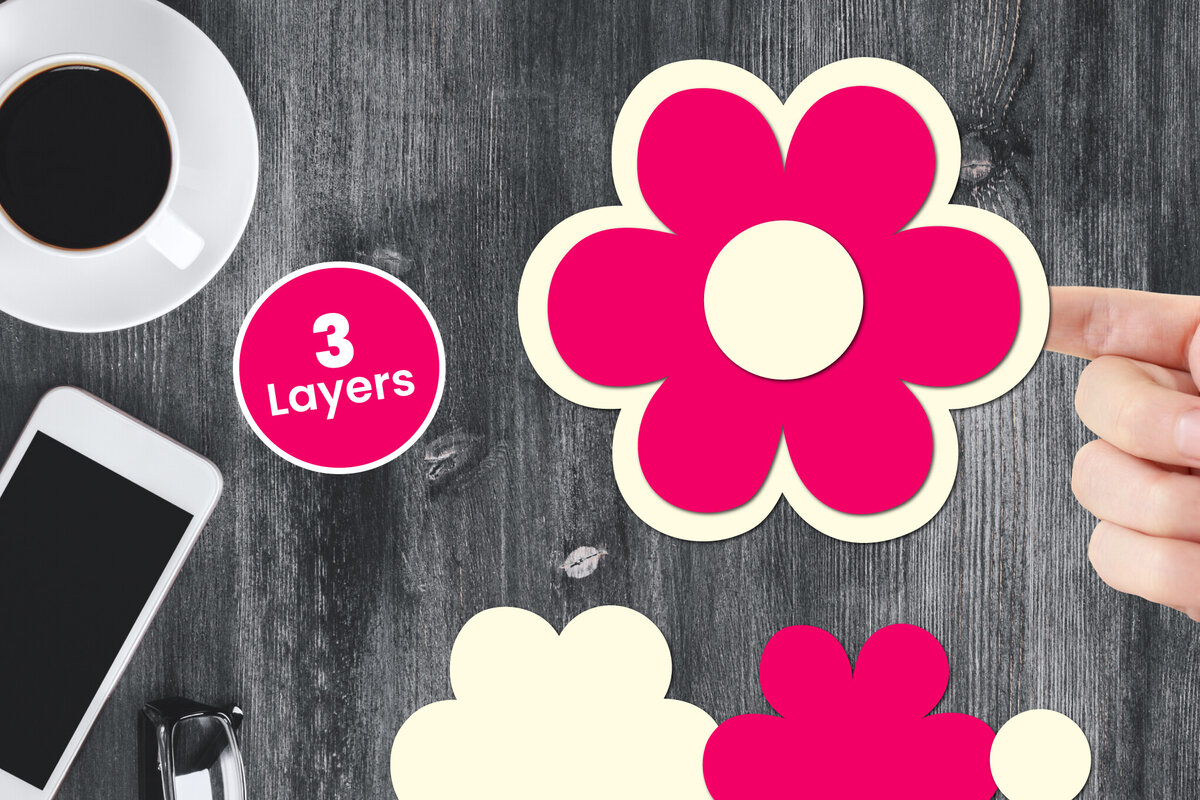 Σετ των 2 Intra απο ξύλο plywood 3mm-4mm πάχος Χαρτί λουλουδιών με 3D στρώσεις, Δίασταση 12x12 cm INTRAFABR-124567309