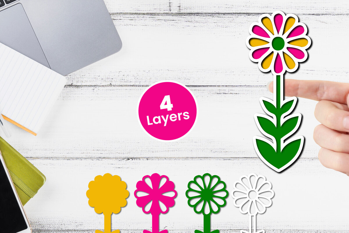 Σετ των 2 Intra απο ξύλο plywood 3mm-4mm πάχος 3D Layered Flower Papercut Floral Δίασταση 12x12 cm INTRAFABR-116510910