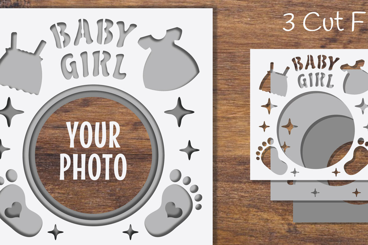 Σετ των 2 Intra απο ξύλο plywood 3mm-4mm πάχος Τρισδιάστατη κορνίζα με χάρτινη κοπή για κοριτσάκι Δίασταση 20x30 cm INTRAFABR-97118873