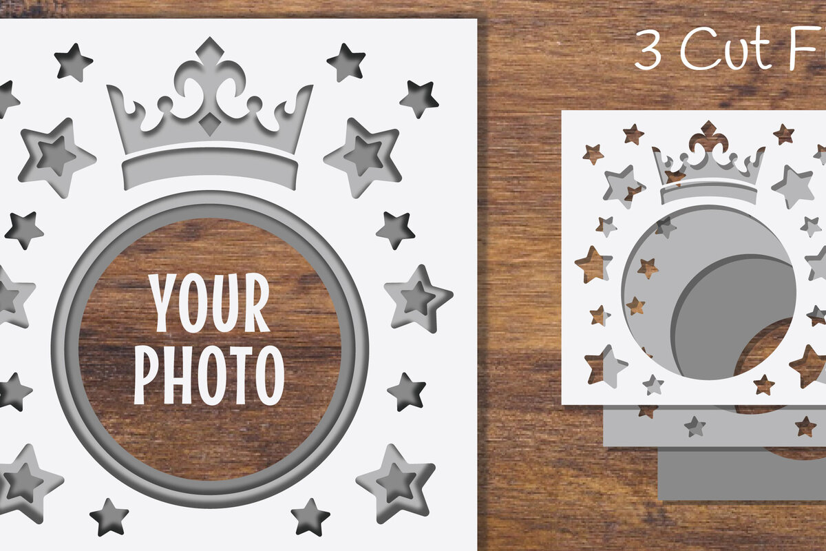 Intra απο ξύλο plywood 3mm-4mm πάχος 3D Layered Frame Crown Papercut 2 Δίασταση 20x30 cm INTRAFABR-97119101