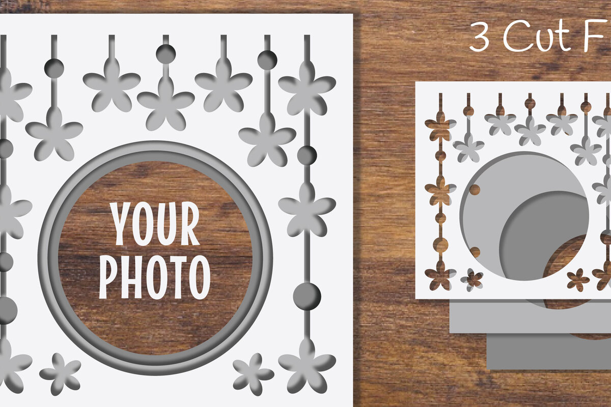 Σετ των 2 Intra απο ξύλο plywood 3mm-4mm πάχος Τρισδιάστατο πλαίσιο με λουλούδια χάρτινο Δίασταση 15x15 cm INTRAFABR-97119256