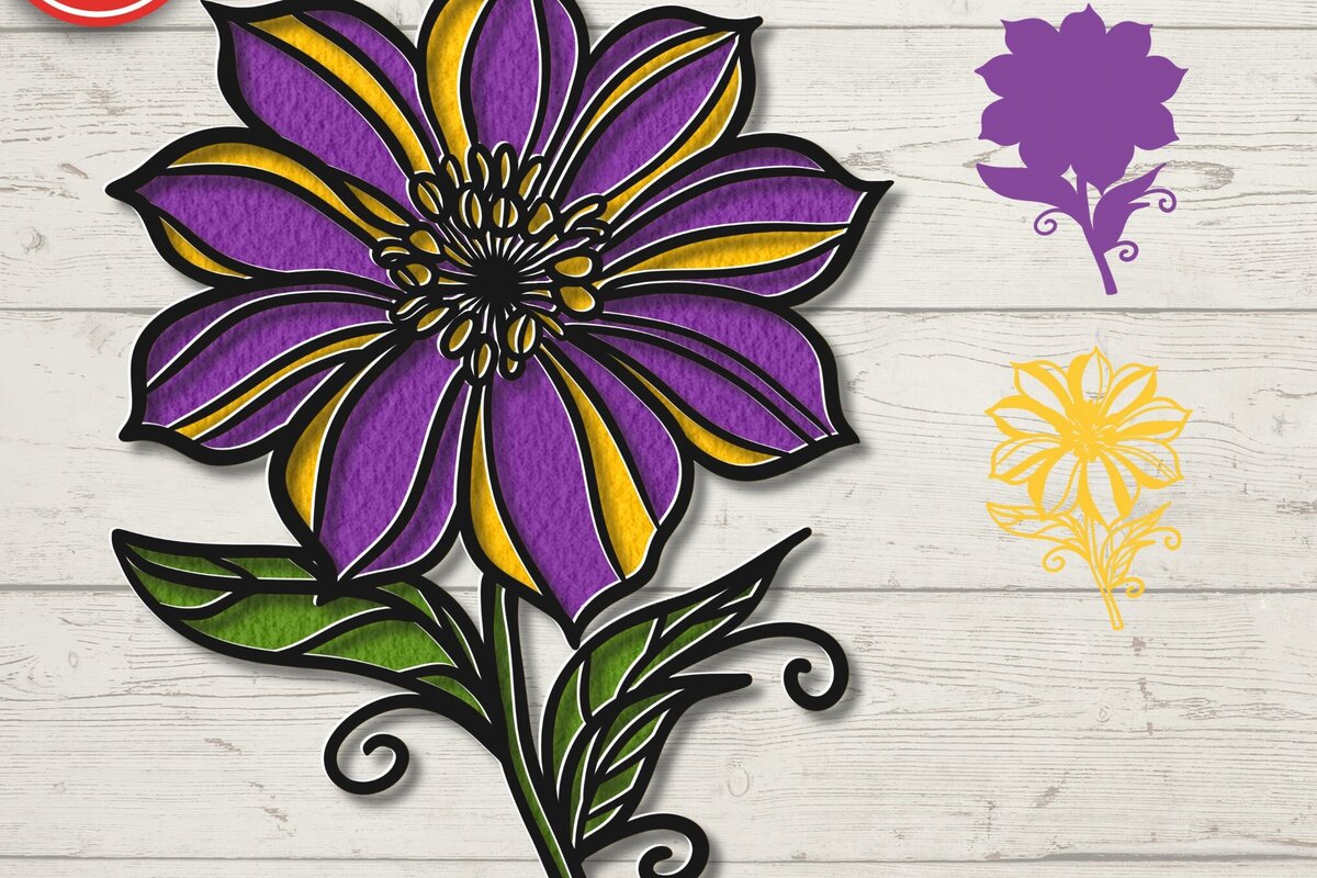 Intra απο ξύλο plywood 3mm-4mm πάχος τρισδιάστατο λουλούδι αποκριών με στρώματα Δίασταση 30x20 cm INTRAFABR-77636553