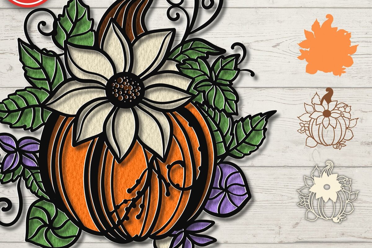 Intra απο ξύλο plywood 3mm-4mm πάχος τρισδιάστατη κολοκύθα αποκριών με στρώματα Δίασταση 30x20 cm INTRAFABR-77847051