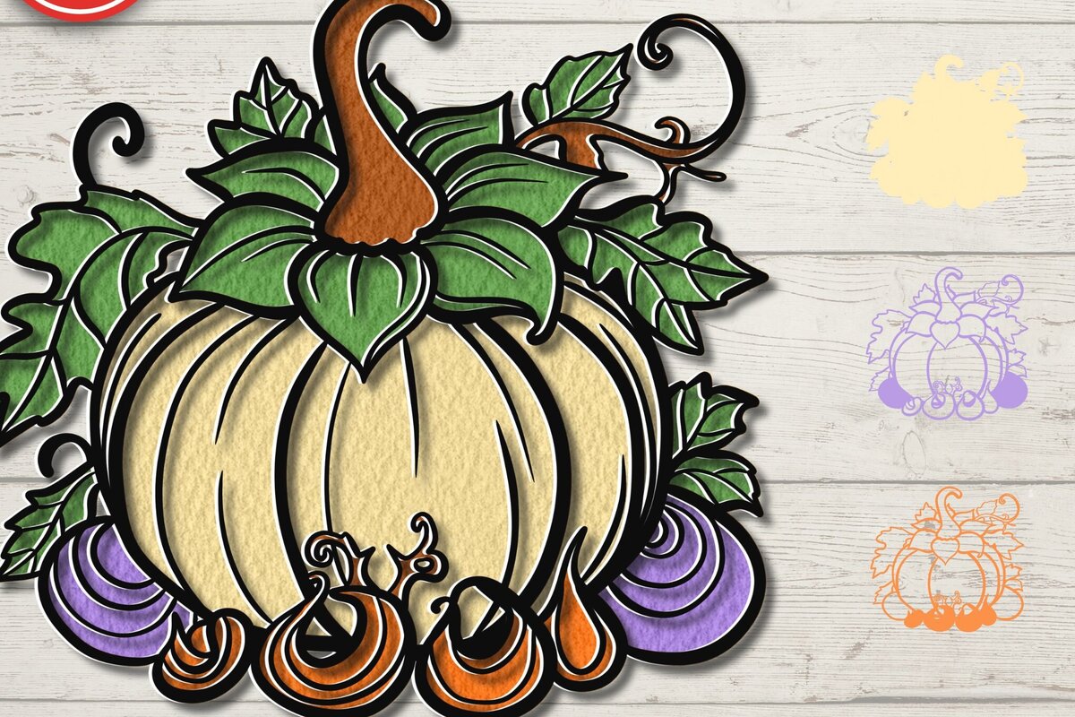 Intra απο ξύλο plywood 3mm-4mm πάχος τρισδιάστατη κολοκύθα αποκριών με στρώματα Δίασταση 30x20 cm INTRAFABR-78118492