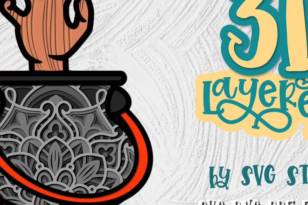 Σετ των 2 Intra απο ξύλο plywood 3mm-4mm πάχος 3D Layered Hand in the Cauldron Δίασταση 30x20 cm INTRAFABR-35277623