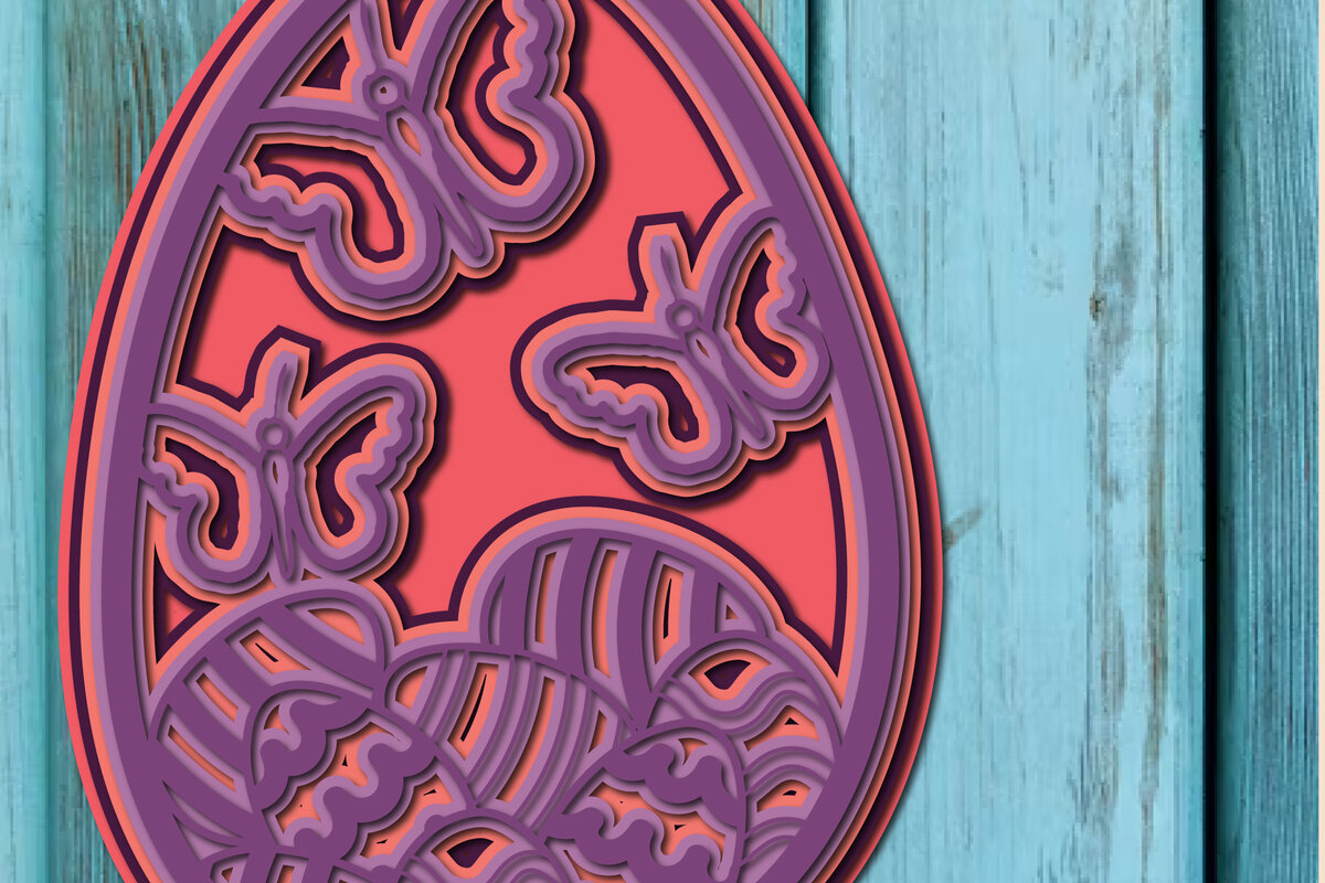 Σετ των 3 Intra απο ξύλο plywood 3mm-4mm πάχος 3D Layered Happy East Egg Δίασταση 15x15 cm INTRAFABR-26102878