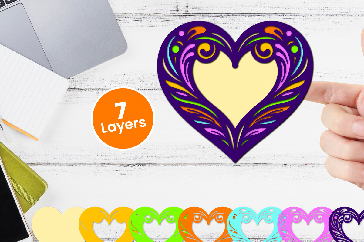 Σετ των 2 Intra απο ξύλο plywood 3mm-4mm πάχος Τρισδιάστατη κοπή χαρτιού καρδιάς Δίασταση 12x12 cm INTRAFABR-117773601