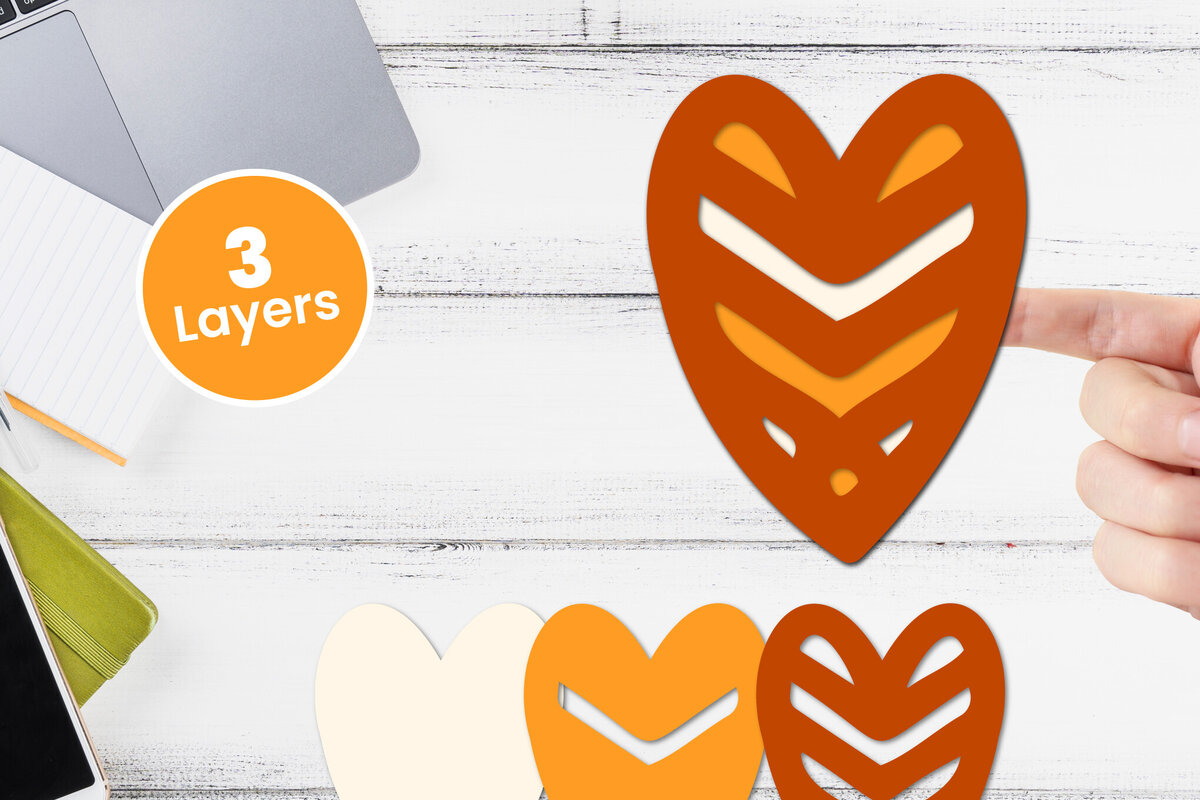 Σετ των 2 Intra απο ξύλο plywood 3mm-4mm πάχος 3D Layered Heart Papercut Love Δίασταση 12x12 cm INTRAFABR-115746130