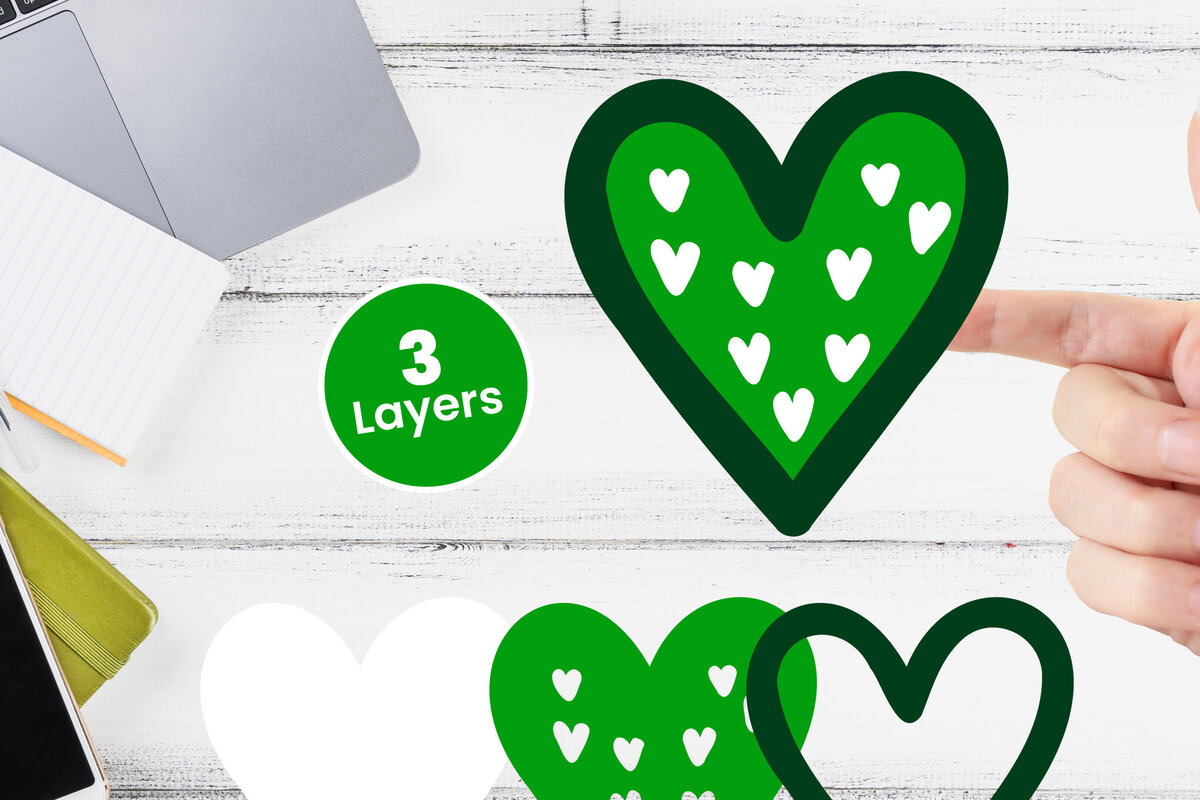 Σετ των 2 Intra απο ξύλο plywood 3mm-4mm πάχος 3D Layered Heart Papercut Δίασταση 12x12 cm INTRAFABR-116414593