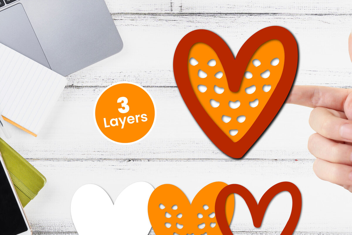 Intra απο ξύλο plywood 3mm-4mm πάχος 3D Layered Heart Papercut Δίασταση 12x12 cm INTRAFABR-116414613