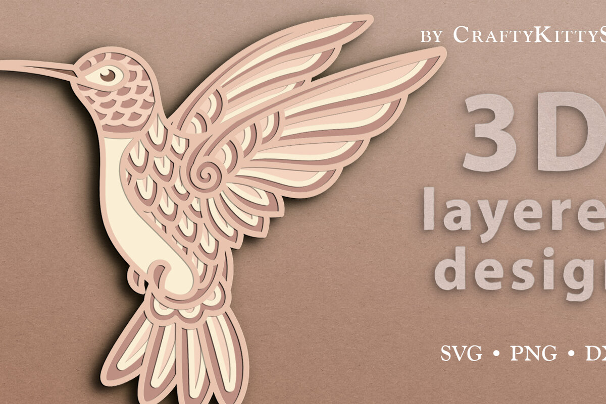 Intra απο ξύλο plywood 3mm-4mm πάχος αποκοπής 3D Layered Hummingbird Δίασταση 30x20 cm INTRAFABR-16878627