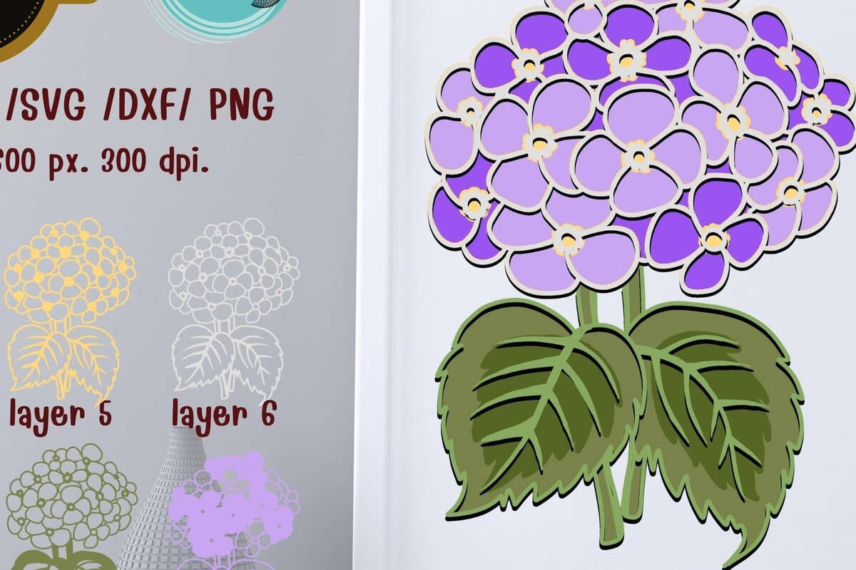 Σετ των 2 Intra απο ξύλο plywood 3mm-4mm πάχος Τρισδιάστατη ορτανσία με στρώματα. Δίασταση 10x12 cm INTRAFABR-71316810