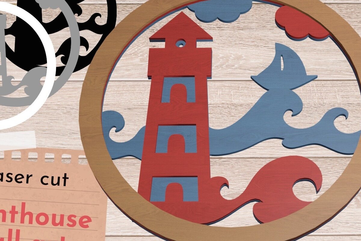 Intra απο ξύλο plywood 3mm-4mm πάχος 3D Layered Lighthouse Wall Art, Sea Δίασταση 40x40 cm INTRAFABR-70065027