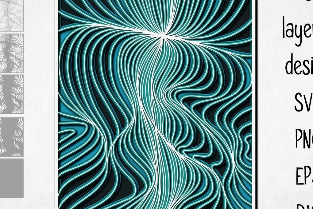 Σετ των 2 Intra απο ξύλο plywood 3mm-4mm πάχος 3D Layered Line Art Δίασταση 16x20 cm INTRAFABR-70457916