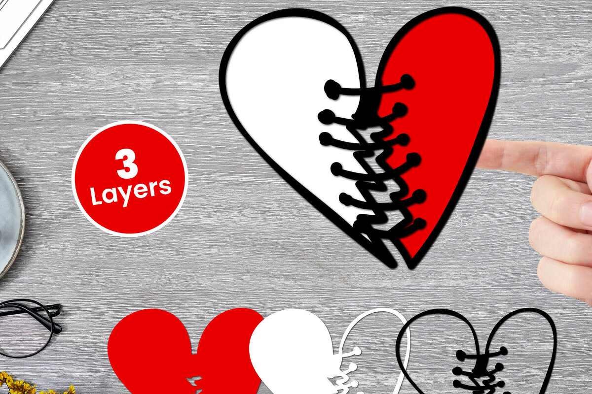 Σετ των 2 Intra απο ξύλο plywood 3mm-4mm πάχος Χαρτί Love Heart με 3D Layered, Δίασταση 12x12 cm INTRAFABR-125002451