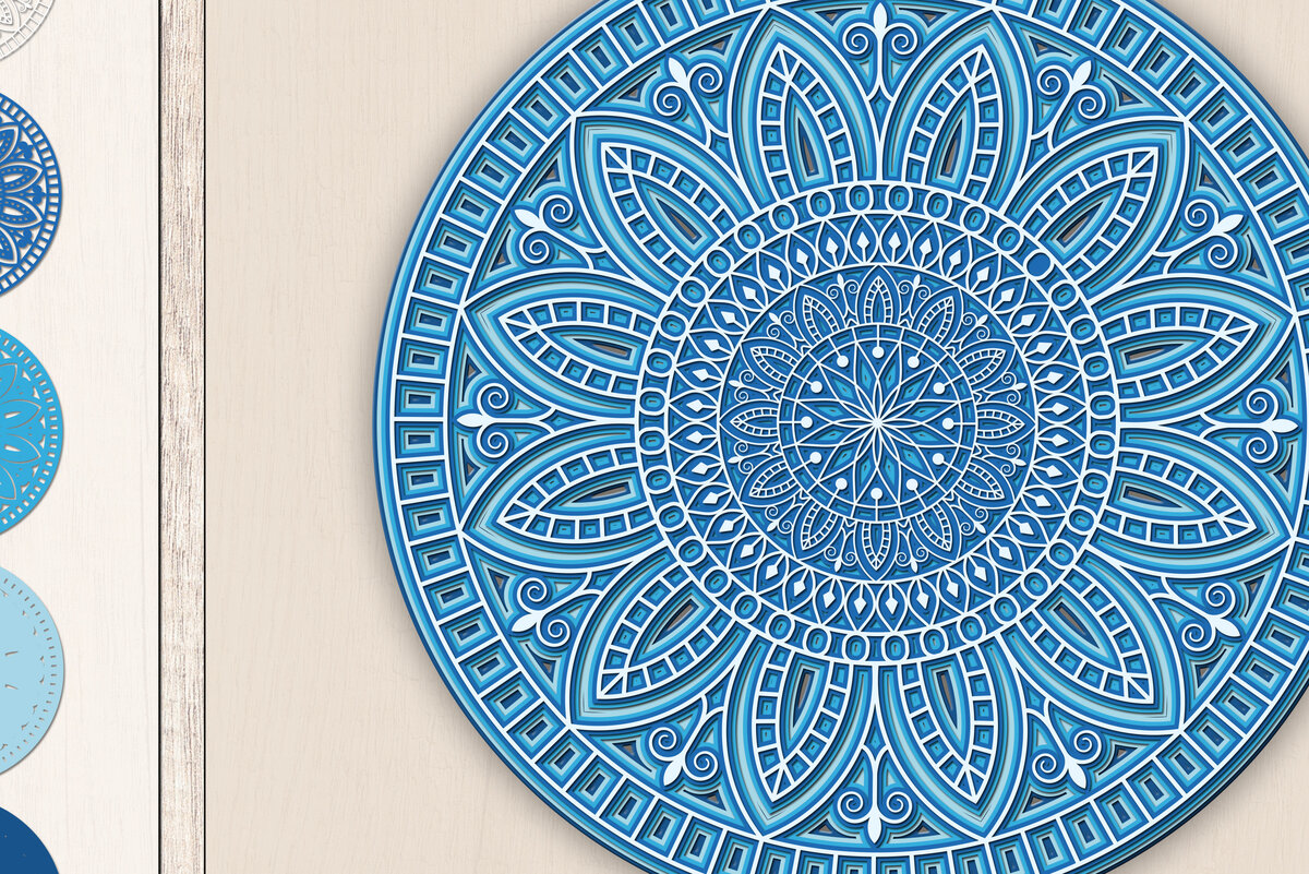 Intra απο ξύλο plywood 3mm-4mm πάχος 3d Layered Mandala Art – Cut File Δίασταση 30x30 cm INTRAFABR-25172139