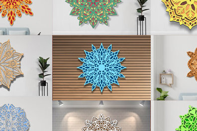 Intra απο ξύλο plywood 3mm-4mm πάχος Τρισδιάστατη δέσμη κοπής με λέιζερ Mandala Δίασταση 30x30 cm INTRAFABR-84665395