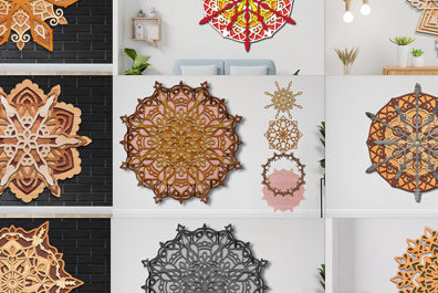 Intra απο ξύλο plywood 3mm-4mm πάχος Τρισδιάστατη δέσμη κοπής με λέιζερ Mandala Δίασταση 30x30 cm INTRAFABR-84665402