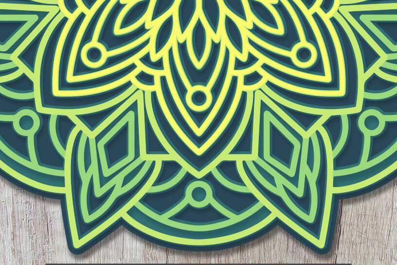 Σετ των 2 Intra απο ξύλο plywood 3mm-4mm πάχος κοπής με λέιζερ 3d Layered Mandala Δίασταση 12x12 cm INTRAFABR-10500853