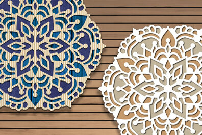 Intra απο ξύλο plywood 3mm-4mm πάχος 3d Layered Mandala Design Δίασταση 30x30 cm INTRAFABR-72089582