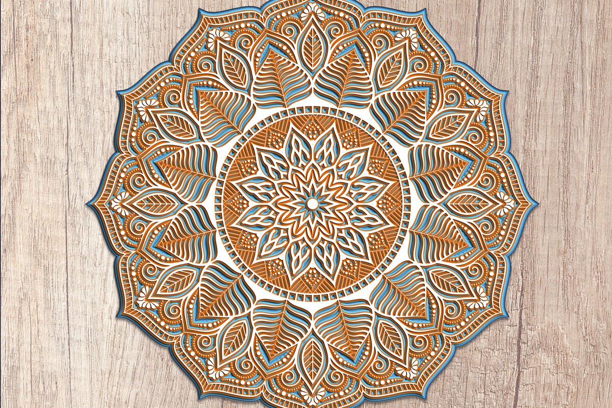 Intra απο ξύλο plywood 3mm-4mm πάχος 3D Layered Mandala – κοπής πολλαπλών επιπέδων Δίασταση 30x30 cm INTRAFABR-14506234
