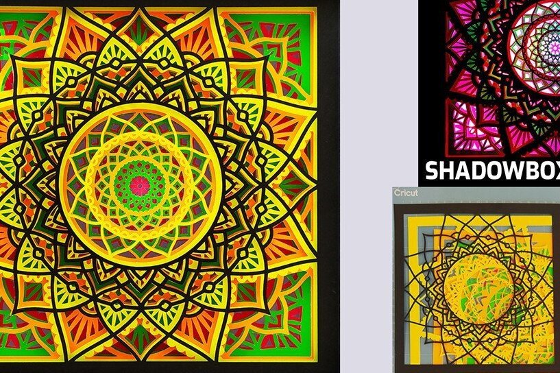 Σετ των 3 Intra απο ξύλο plywood 3mm-4mm πάχος 3D Layered Mandala Shadow Box Δίασταση 8x8 cm INTRAFABR-31558790