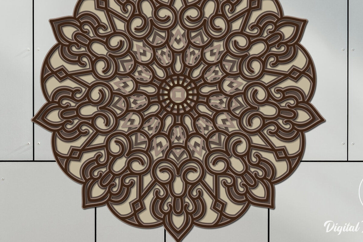 Σετ των 2 Intra απο ξύλο plywood 3mm-4mm πάχος αποκοπής 3D Layered Mandala Δίασταση 12x12 cm INTRAFABR-15047296