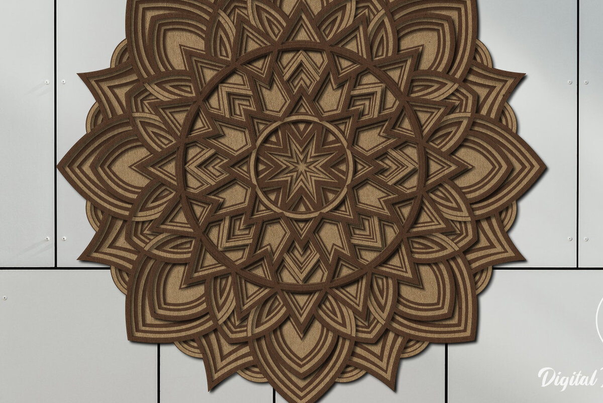 Σετ των 2 Intra απο ξύλο plywood 3mm-4mm πάχος αποκοπής 3D Layered Mandala Δίασταση 12x12 cm INTRAFABR-15133807